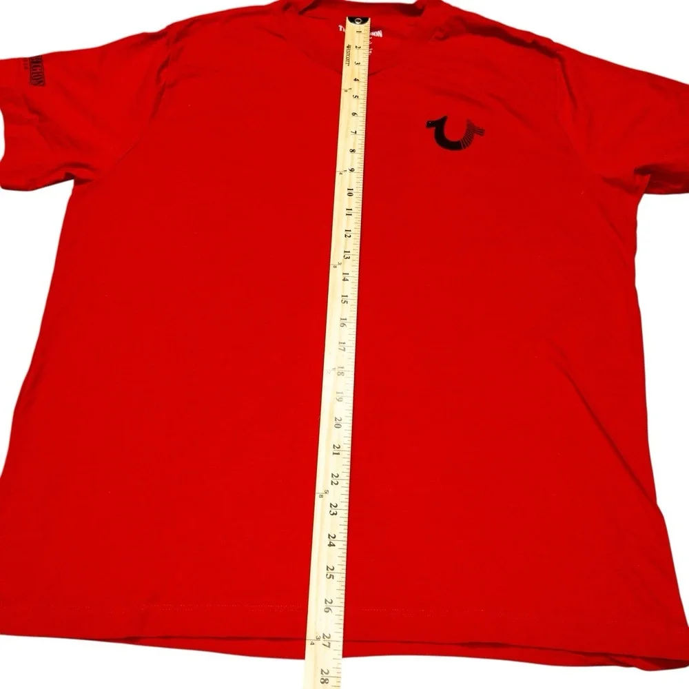 True Religion World Tour Red‎ T Shirt Mens XXL Rhinestones Streetwear Western